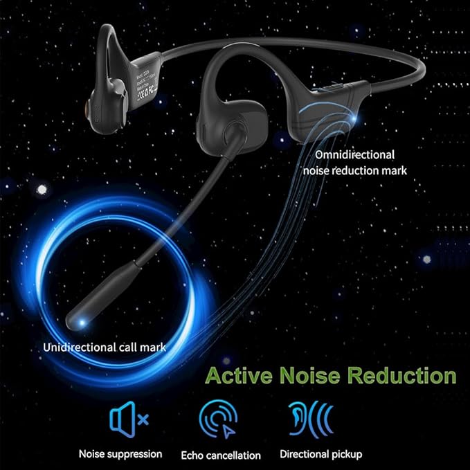 IHAO Open Ear Air Conduction Bluetooth Headphone Dual Mic Rotatable Boom Mic Active Noise Cancellation IPX5 Waterproof Bluetooth 5.4 Pain-Free Design for Sports Work Outdoor Activities-DG09 Black-StrideForce Fitness