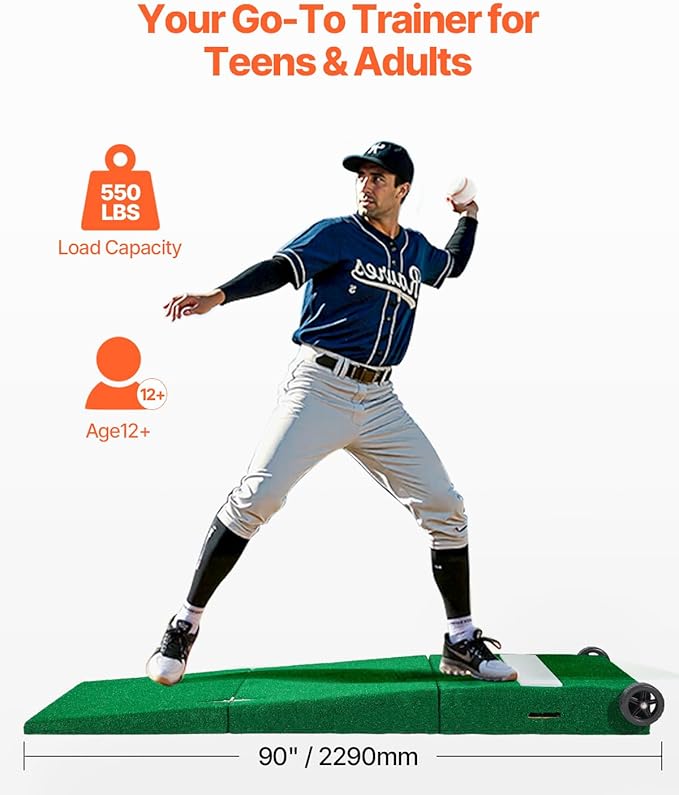 VEVOR Pitching Mound, Baseball Game Mound, Indoor/Outdoor Pitching Practice and Training Equipment, Softball Pitching Aids with Antifade Turf and Pitching Rubber-StrideForce Fitness