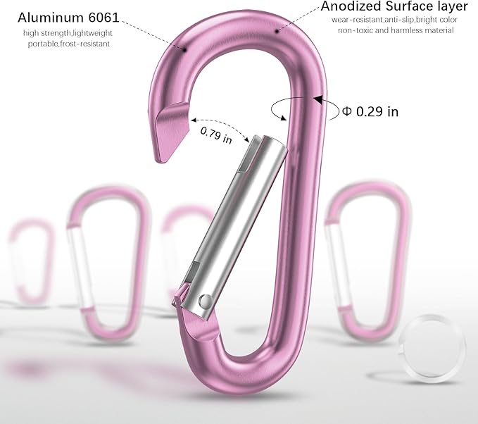 sprookber 3" Aluminum Carabiner D Ring, Caribeener Clips, Spring Snap Hook for Keychain Clip, Set of 10-StrideForce Fitness