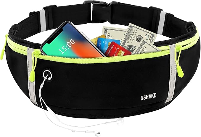 USHAKE Slim Running Belt, Workout Fanny Pack for Men Women,Exercise Waist Pack for Apple iPhone Holder, Runner Belt for Running Walking Cycling Camping Gym-StrideForce Fitness
