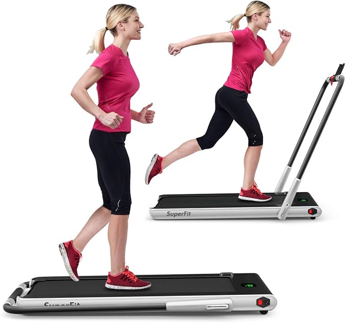 GYMAX Walking Pad, 2 in 1 Free Installation Under Desk Treadmill with Smart App, Remote Control & LED Display, 2.25HP Foldable Portable Compact Running Machine for Small Spaces Home Office-StrideForce Fitness