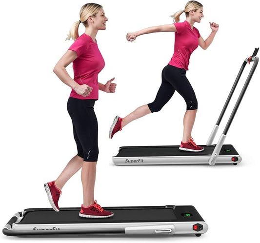 GYMAX Walking Pad, 2 in 1 Free Installation Under Desk Treadmill with Smart App, Remote Control & LED Display, 2.25HP Foldable Portable Compact Running Machine for Small Spaces Home Office-StrideForce Fitness