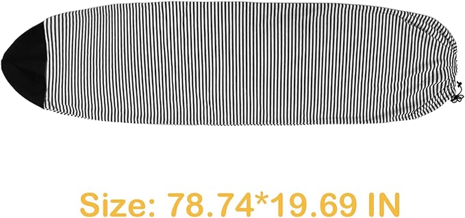 Surf Sock, Surfboard Sock Cover for Longboard Paddleboard Surf Board Sup Paddle Board, 6-8 FT Foot Quick Dry Stretch Surfboard Bag Sleeve with Drawstring Closure-StrideForce Fitness