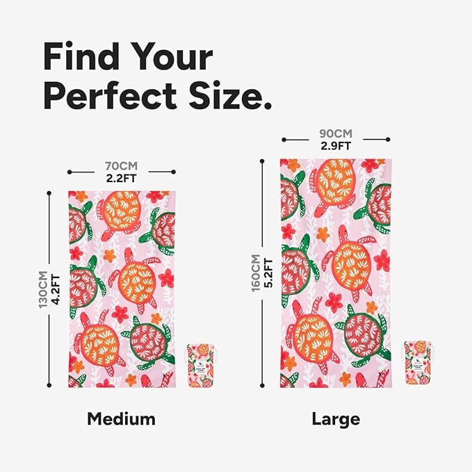 Dock & Bay Beach Towel - Quick Dry, Sand Free - Compact, Lightweight - 100% Recycled - Includes Bag - Turtley Tropical - Large (160x90cm, 63x35)-StrideForce Fitness