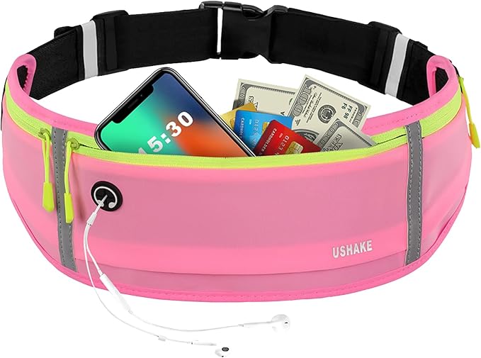 USHAKE Slim Running Belt, Workout Fanny Pack for Men Women,Exercise Waist Pack for Apple iPhone Holder, Runner Belt for Running Walking Cycling Camping Gym-StrideForce Fitness