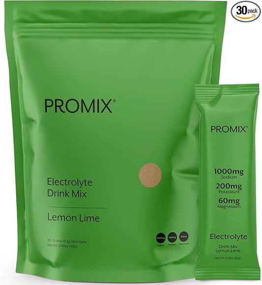 ProMix Nutrition Electrolytes Powder Packets - Sugar Free, Zero Calorie, Stevia Free, Fasting Friendly, Natural Himalayan Pink Salt - Lemon Lime - 30 Servings (Pack of 30)-StrideForce Fitness