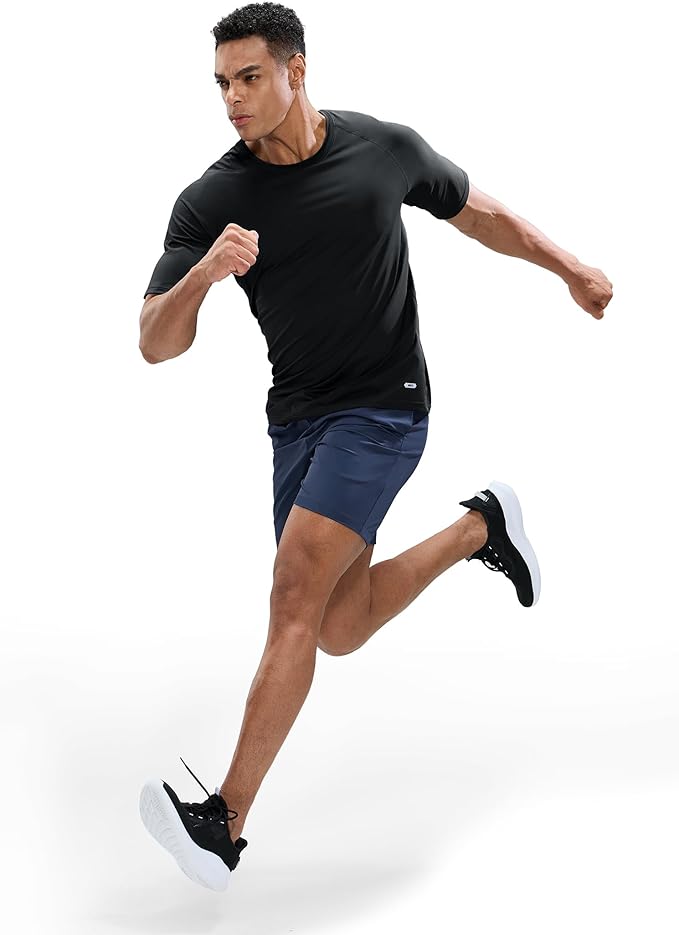 MIER Men's Dry Fit Workout T-Shirts Athletic Running Tee Short Sleeve Crew Neck Gym Tops, Polyester, Moisture Wicking-StrideForce Fitness