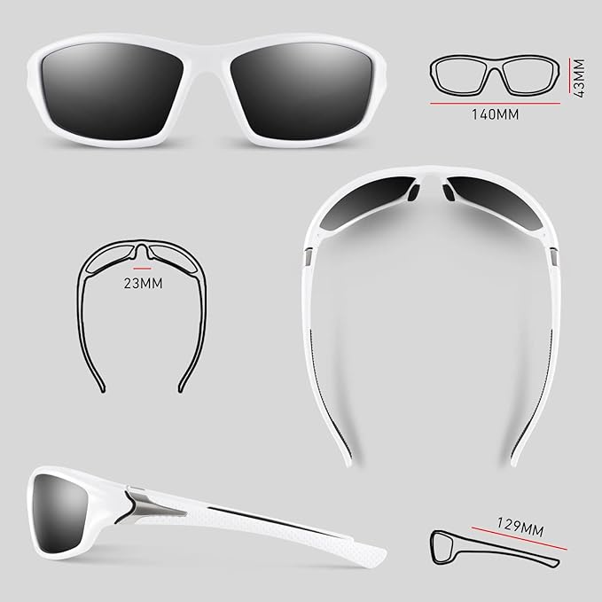 Polarized Sports Sunglasses for Men Women,Fishing Driving Rectangular Goggles UV400 Protection-StrideForce Fitness