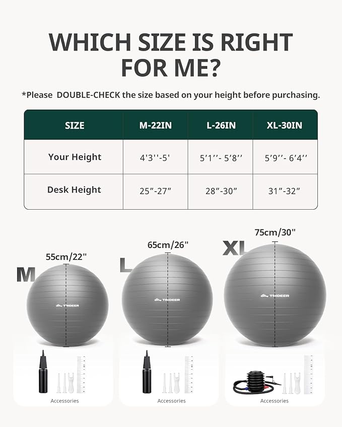 Trideer Yoga Ball – Anti-Burst Exercise Ball for Pregnancy, Office, Birthing, Stretching & Core Workout – Home Gym & Therapy-StrideForce Fitness