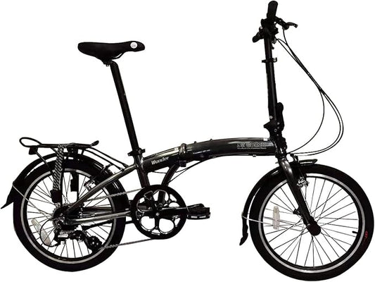 SOLOROCK 20" 8 Speed Aluminum Folding Bike - Wonder V Brakes, with Fenders & Alloy Rear Rack, Stainless Steel Spokes & Stainless Steel Fender Stays-StrideForce Fitness