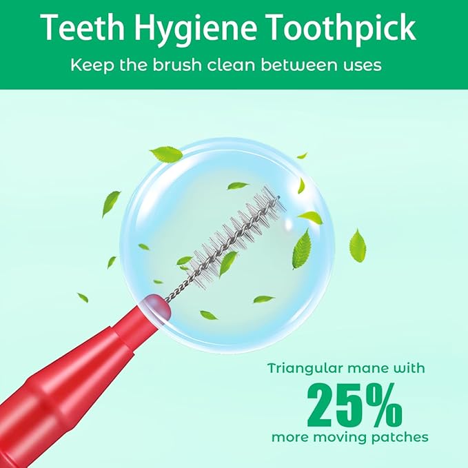 ARTIBETTER 50pcs Interdental Brushes for Braces Floss Brushes for Teeth Toothpick Oral Flossing Head Teeth Cleaning Tool 3mm Red