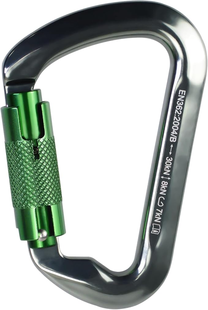 SEPEAK UIAA 30kN Climbing Carabiner Clips, Professional Heavy Duty Twist Locking Carabiners for Climbing,Mountaineering, Rappelling, Camping, Hiking, Swings, Large D Ring Hooks-StrideForce Fitness