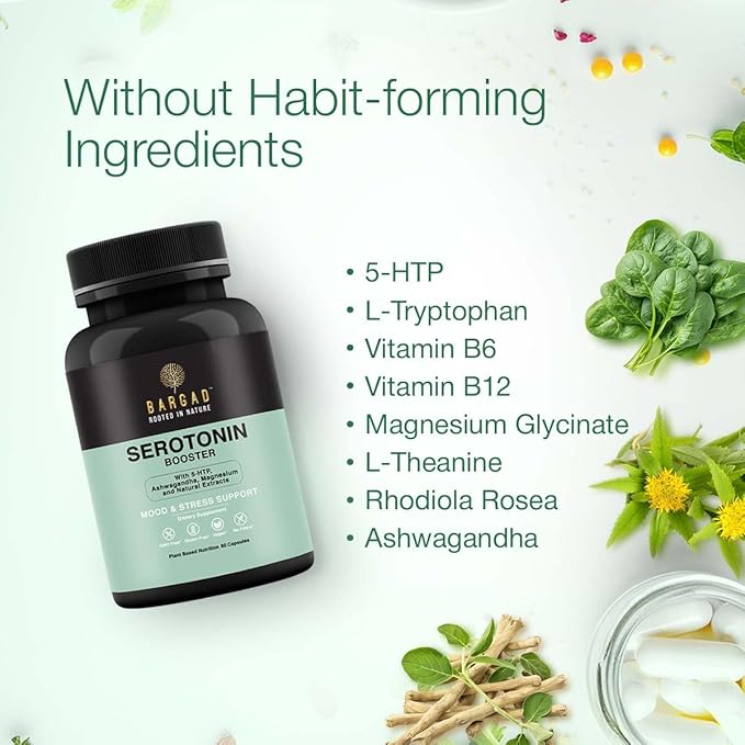 Serotonin Support Supplement – 5-HTP 150mg with L-Tryptophan, B6, Magnesium & Herbal Blend – Mood, Relaxation & Sleep Support – 60 Vegan Capsules – Non-GMO, Gluten-Free-StrideForce Fitness