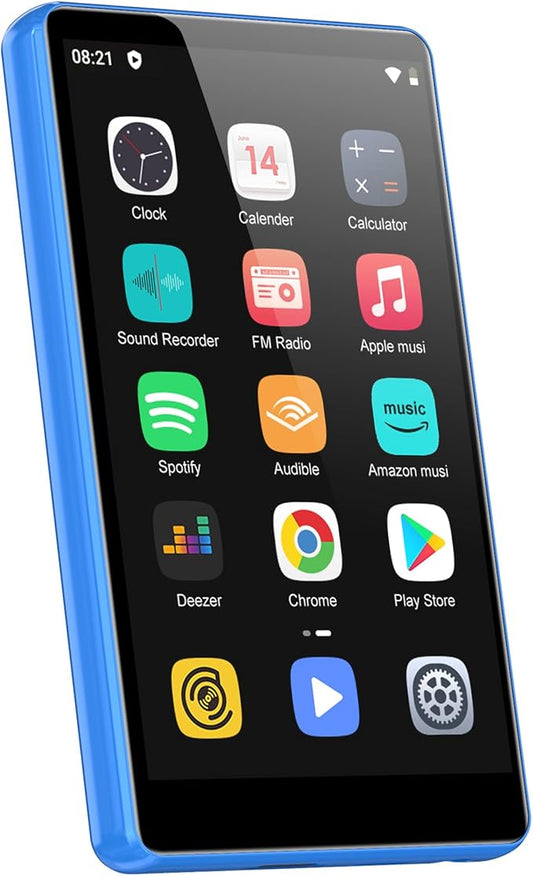 80GB MP3 Player with Bluetooth and WiFi,4-inch Touch Screen MP3 Player with Bluetooth, Spotify, Amazon Music, Audible, Spotify Kids, Pandora, M503Pro Andriod MP4 & MP3 Music Player up to 1TB Blue-StrideForce Fitness