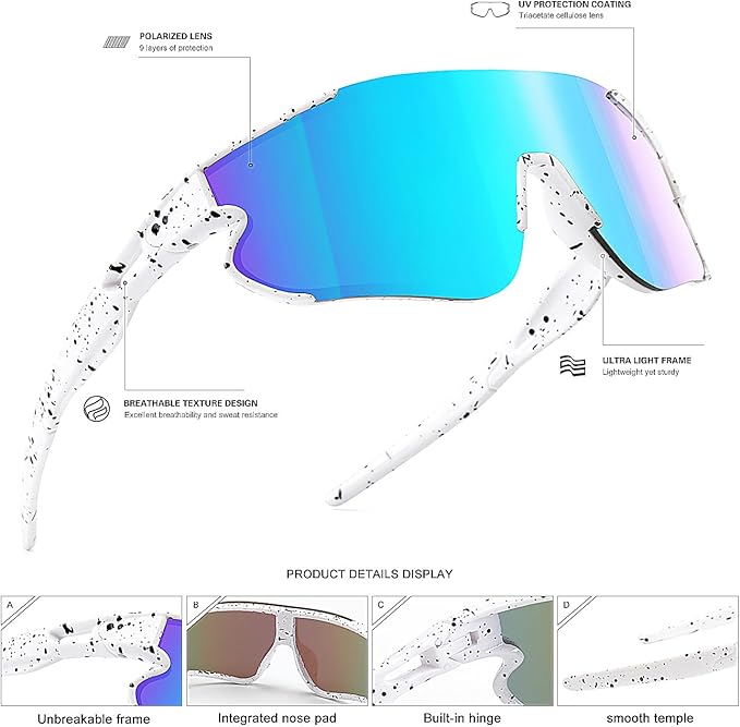 Kids Baseball Sunglasses for Boys Girls Youth Softball Cycling Sports Sunglasses UV400 Protection Age 5-12-StrideForce Fitness