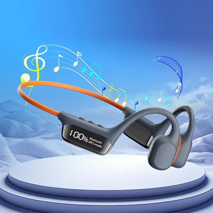 IHAO Swimming Headphones True Bone Conduction Open Ear Headset MP3 Player Built-in 32G Memory IP68 Underwater Waterproof Stereo Bluetooth Earphone for Driving Bicycling Running Skiing-Grey-StrideForce Fitness