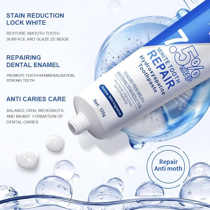 7.5% Hydroxyapatite Toothpaste, Hydroxyapatite Toothpaste for Advanced Enamel Protection and Tooth Strengthening. (1)