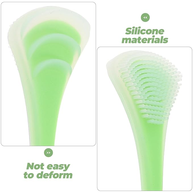 SOIMISS Portable Silicone Tongue Scraper for Adults, Double-Sided Oral Care Tool in Mint Green, Handheld Tongue Coating Cleaner for Bad Breath Removal and Daily Hygiene