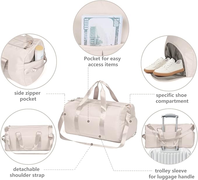 MABROUC Duffle Bag For Women, Sports Duffel Bag for Gym with Wet Pocket & Shoe Compartment, Overnight Weekender Travel Bag-StrideForce Fitness