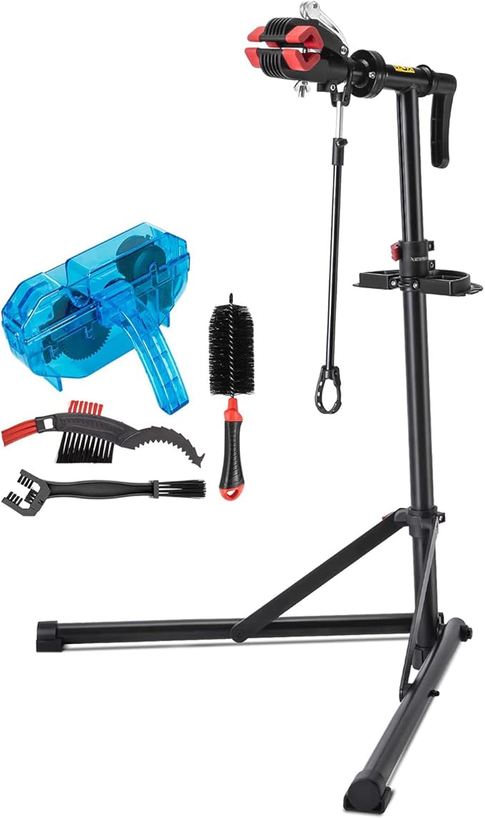 CXWXC Bike Repair Stand with Cleaner - Shop Home Bicycle Mechanic Maintenance Rack- Welded Head Height Adjustable for EBIKE Mountain Bikes and Road Bikes-StrideForce Fitness