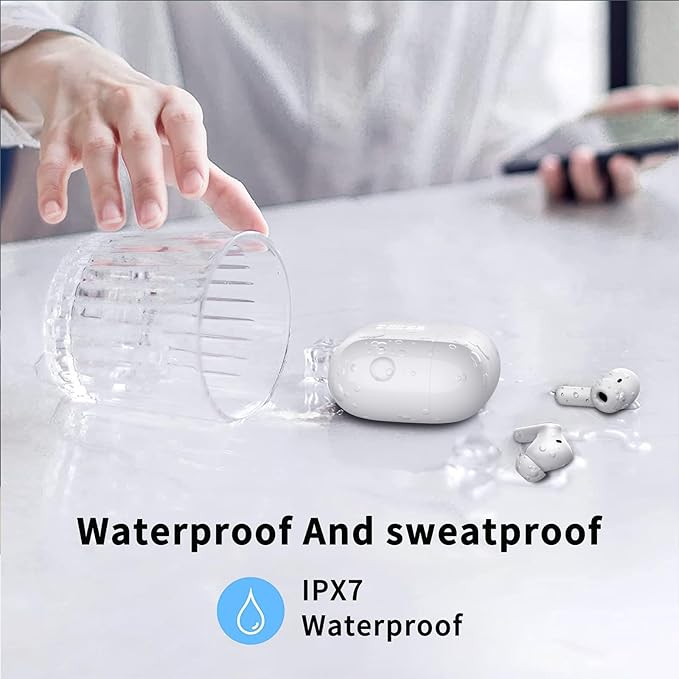 Wireless Earbuds, Bluetooth 5.4 Headphones in Ear with 4 ENC Noise Cancelling Mic, New Wireless Earphones HiFi Stereo Deep Bass 40H Playtime, In-Ear Bluetooth Earbuds LED Display IP7 Waterproof, White-StrideForce Fitness