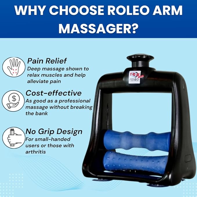 Roleo Arm and Hand Massager; Deep Tissue Forearm, Hand, and Wrist Pain Relief; Arm Roller; Portable. Strong Therapeutic Massage. Invented by a LIC. Massage Therapist. See Our Video. New Sleek Look