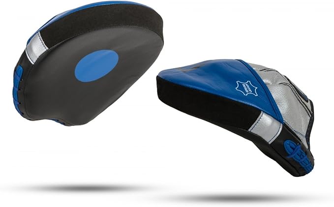 Platinum Perilous Micro Palm Mitts, Black/Silver/Blue - Boxing & Muay Thai Pads, Punching & Focus Mitts, MMA & Kickboxing Equipment-StrideForce Fitness