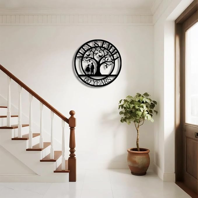 Tree of Life Metal Name Sign | Custom Metal Signs | Personalized Wall Art | Wedding Gift Indoor Decor Gift for Women, Men, Wife, Parents, Couple-StrideForce Fitness