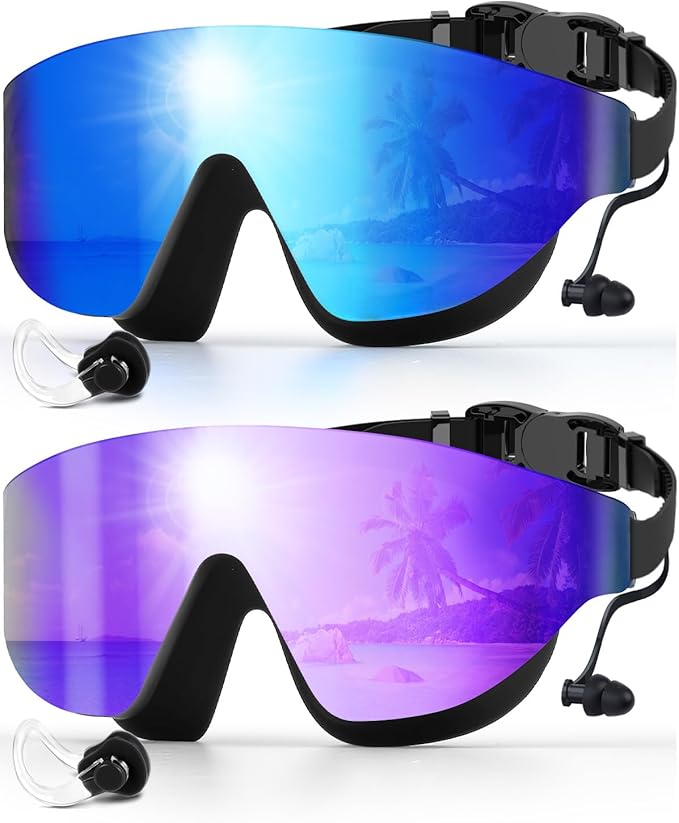 Swim Goggles, Frameless Wide View Swimming Goggles, Anti-Fog Anti-UV No Leaking Pool Goggles for Men Women Adult-StrideForce Fitness