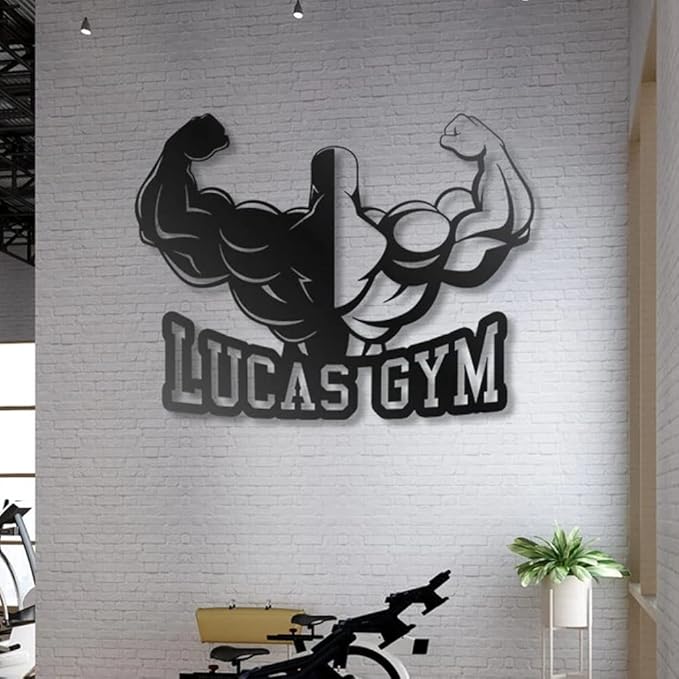 Custom Gym Metal Wall Art, Personalized Gym Name Sign Decoration For Room, Gym Metal Wall Home Decor, Personalzed Fatherd Day Gym For Room, Gym Lover, Workout motivational wall decor, Gifts for men, husband, dad, papa, grandpa-StrideForce Fitness