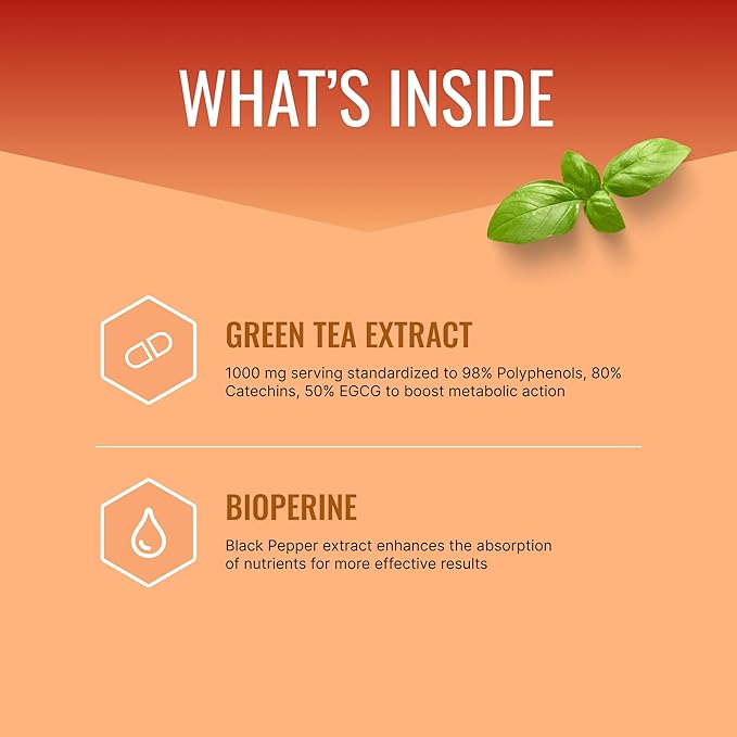 Approved Science MetaboBurn - Metabolic Support - Green Tea and BioPerine - 60 Vegan Capsules - High-Potency Extract - 50% EGCG - Non-GMO, Soy-Free, Allergen-Free - 60 Capsules (Pack of 1)-StrideForce Fitness