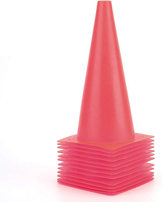 12 Inch Traffic Training Cones, Plastic Safety Parking Cones, Agility Field Marker Cones for Soccer Basketball Football Drills Training, Outdoor Sport Activity & Festive Events - 6 Colors-StrideForce Fitness