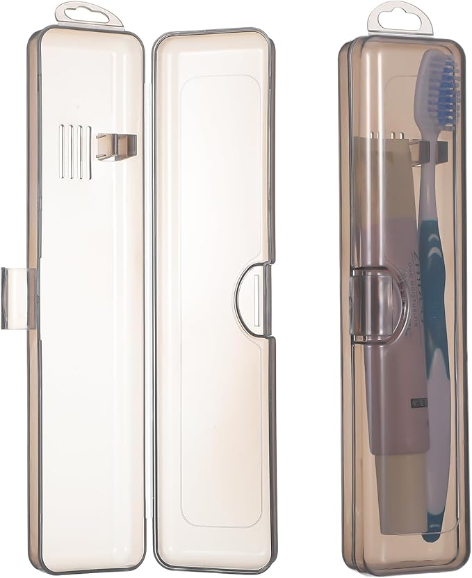 Lusofie 2 pcs tooth brush travel case Transparent Black travel toothbrush case 7.87 x 1.85 x 1.18 Inches
