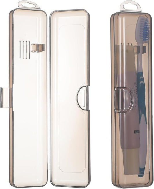 Lusofie 2 pcs tooth brush travel case Transparent Black travel toothbrush case 7.87 x 1.85 x 1.18 Inches