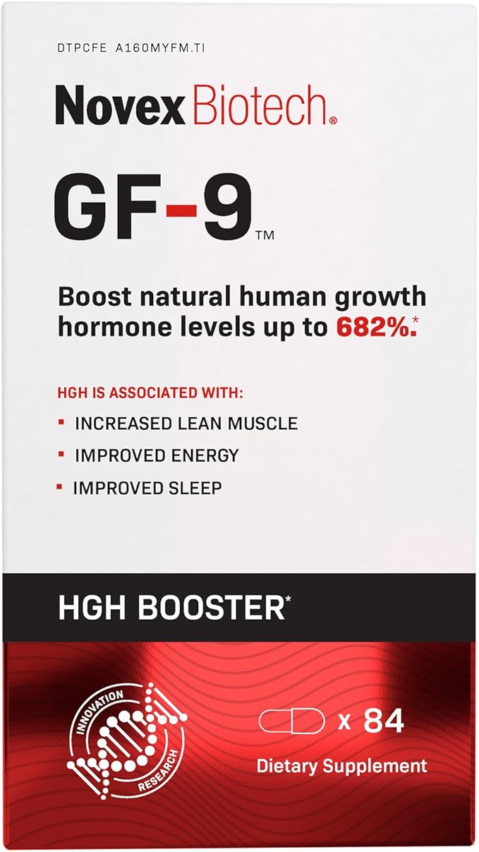 Novex Biotech GF-9 – HGH Boosting Supplement for Men – Workout Complex for Men – Support Energy, Endurance, Sleep, 84 Ct (21-Day Supply)-StrideForce Fitness
