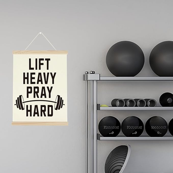 Gym Motivational Posters Funny College Dorm Posters Gifts for Guys Girls Friends Lift Heavy Pray Hard Gym Flag Wall Art Decor Sign for Home Gym Bedroom Office-StrideForce Fitness