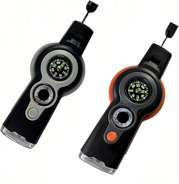7 in 1 Emergency Survival Whistle with Compass, Outdoor Multi-Functional Hiking Safety Tool with Lanyard-StrideForce Fitness