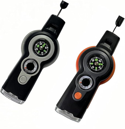 7 in 1 Emergency Survival Whistle with Compass, Outdoor Multi-Functional Hiking Safety Tool with Lanyard-StrideForce Fitness