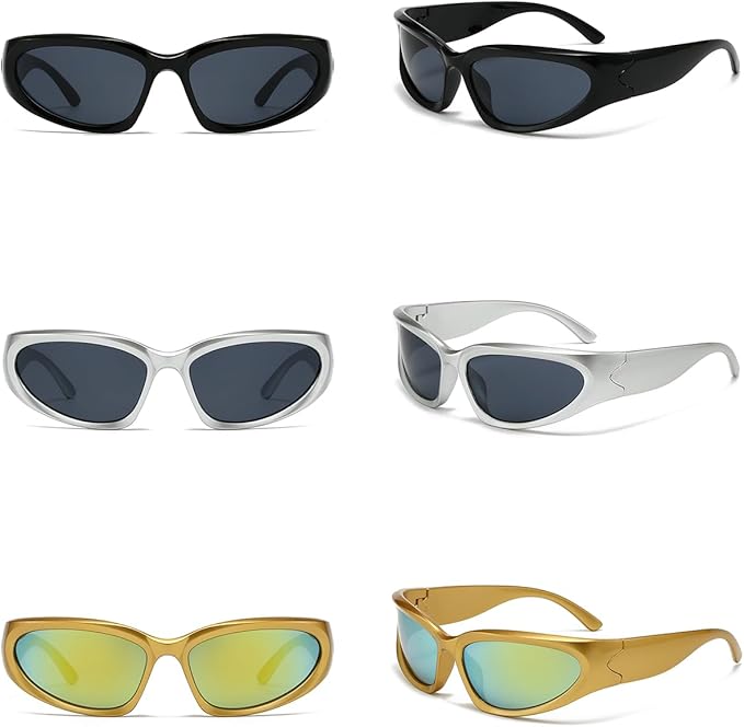 SOAR&EAGLE Y2K 3Pack Polarized sunglasses Wrap Around Men's Women's sunglasses Fashion Sport Shades Sun Glasses-StrideForce Fitness