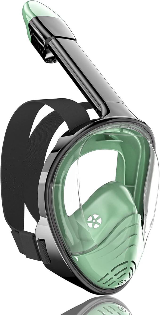 QingSong Full Face Snorkel Mask for Adults, Snorkeling Gear with Camera Mount, 180 Degree Panoramic View Snorkel Set Anti-Fog Anti-Leak-StrideForce Fitness