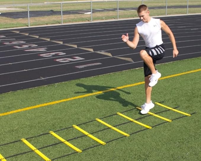 Dual Agility Training Ladder (15 feet Long Double Ladder) Flexible Rungs with Handles and Carrying Bag-StrideForce Fitness