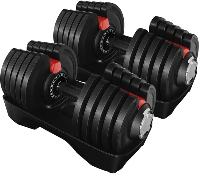 Yaheetech Adjustable Dumbbells Set 28LB/40LB/52.5LB/90LB, Fast Adjust Weight Set Pair-StrideForce Fitness