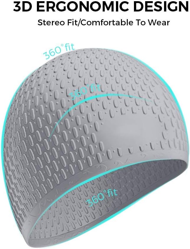 Tripsky Silicone Swim Cap,Comfortable Bathing Cap Ideal for Curly Short Medium Long Hair, Swimming Cap for Women and Men, Shower Caps Keep Hairstyle Unchanged…-StrideForce Fitness