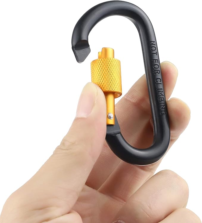 10 Pack Aluminum D Ring Key Rings Hiking Clips Locking Carabiner for Hiking Camping Fishing and Outdoor Use，Clips with Screw Gate Multicolored-StrideForce Fitness