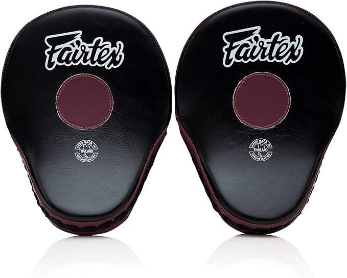 Fairtex FMV9 Contoured Focus Mitts |Striking Accuracy & Protection for Boxing, Muay Thai, Kickboxing |Ergonomic Design, Soft Padding, Secure Fit Leather-StrideForce Fitness