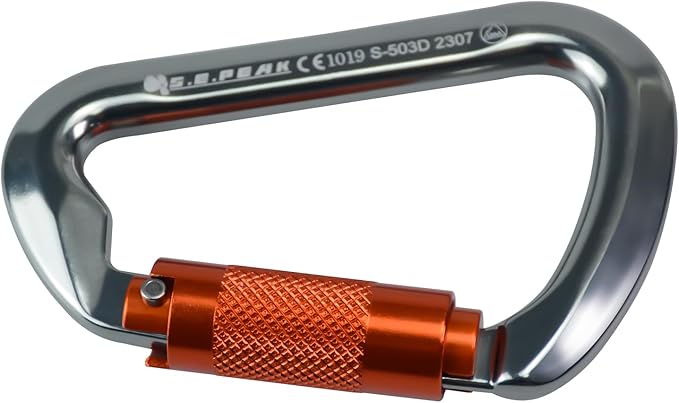 SEPEAK UIAA 30kN Climbing Carabiner Clips, Professional Heavy Duty Twist Locking Carabiners for Climbing,Mountaineering, Rappelling, Camping, Hiking, Swings, Large D Ring Hooks-StrideForce Fitness