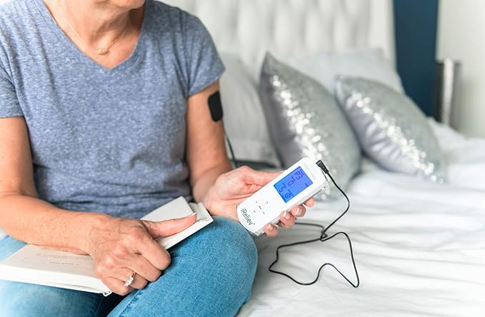 iReliev TENS Unit + EMS Muscle Stimulator Comes with 14 Therapy Modes, Premium Pain Relief and Recovery System, Rechargeable, Large Back Lit Display, Large and Small Electrode Pads-StrideForce Fitness