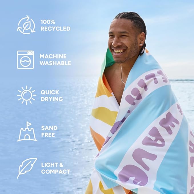 Dock & Bay Beach Towel - Quick Dry, Sand Free - Compact, Lightweight - 100% Recycled - Includes Bag - Vitamin Sea - Extra Large (200x90cm, 78x35)-StrideForce Fitness