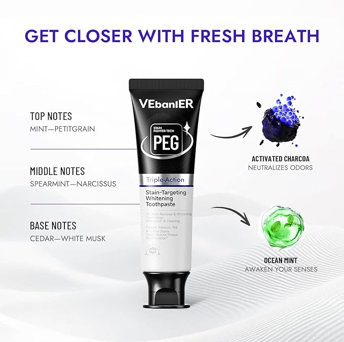 Stain-Targeting Teeth Whitening Toothpaste,Natural Deep Remover Stain, Plaque&Bad Breath,3D White with Charcoal,Fluoride Free,Non Toxic,for Adults, Kids and Sensitive Teeth.3.57oz.