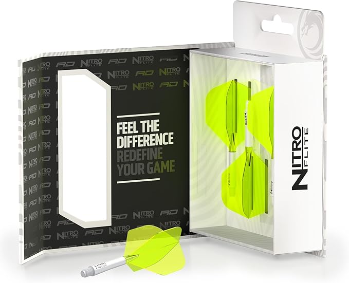 RED DRAGON Darts – Nitro Flite Integrated Flight & Shaft System – No.2 Shape and Design - Available in Short, Intermediate & Medium - Available in Variety of Colours - Professional Darts Accessories-StrideForce Fitness